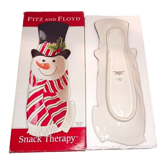 Fitz And Floyd Snack Therapy Snowman Cookie Candy Serving Tray Platter Christmas - Picture 3 of 5